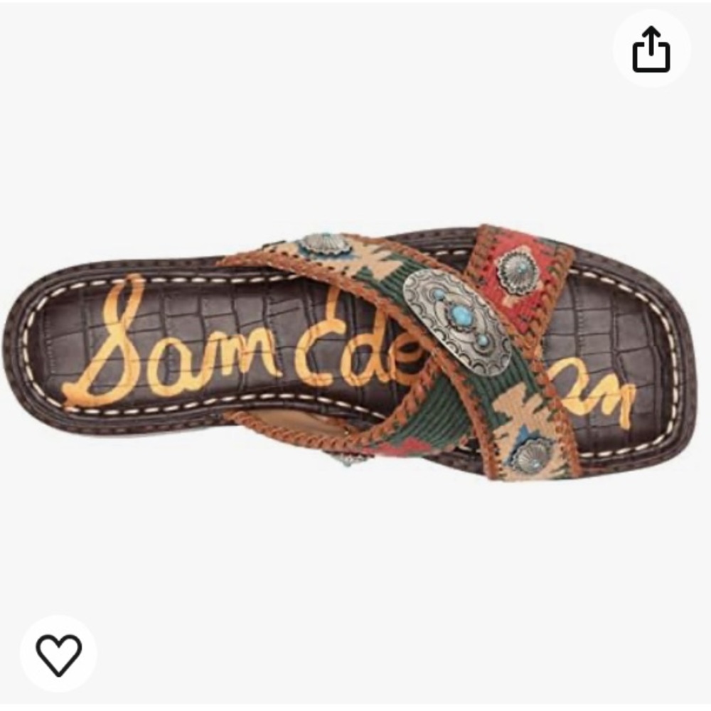 SAM EDELMAN Hagen Forrest Green Multi Deco Embellished Slides - Picture 5 of 8